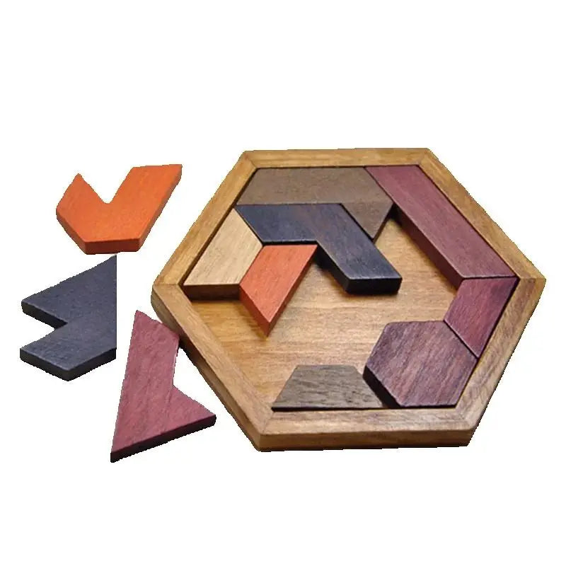 Holz-Polygon-Mosaik & Geometrisches Jigsaw-Puzzle – Ungiftiges Denkspiel für Kinder ab 3 Jahren