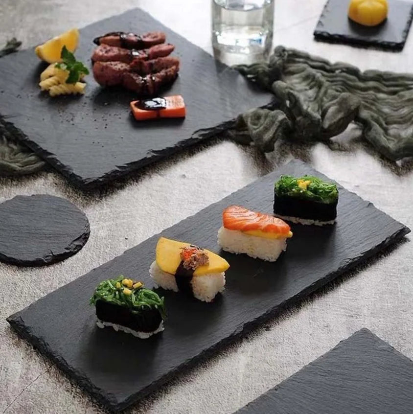 Schieferplatte Servierteller – Japanisch-koreanischer Stil für Sushi, Desserts & mehr