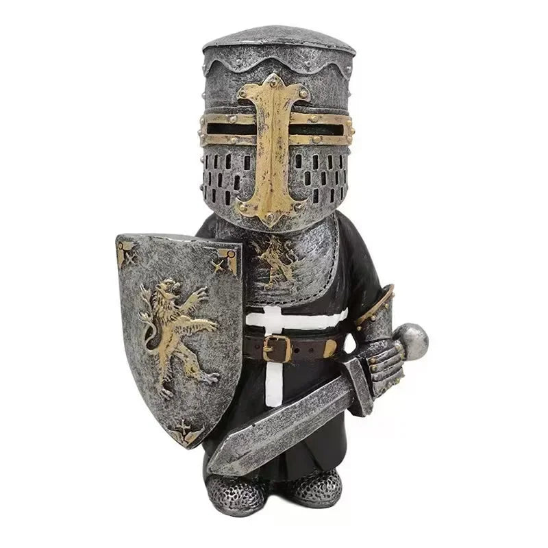Ritter-Zwerg Gartenfigur aus Resin – Gotischer Wächter für Garten & Terrasse