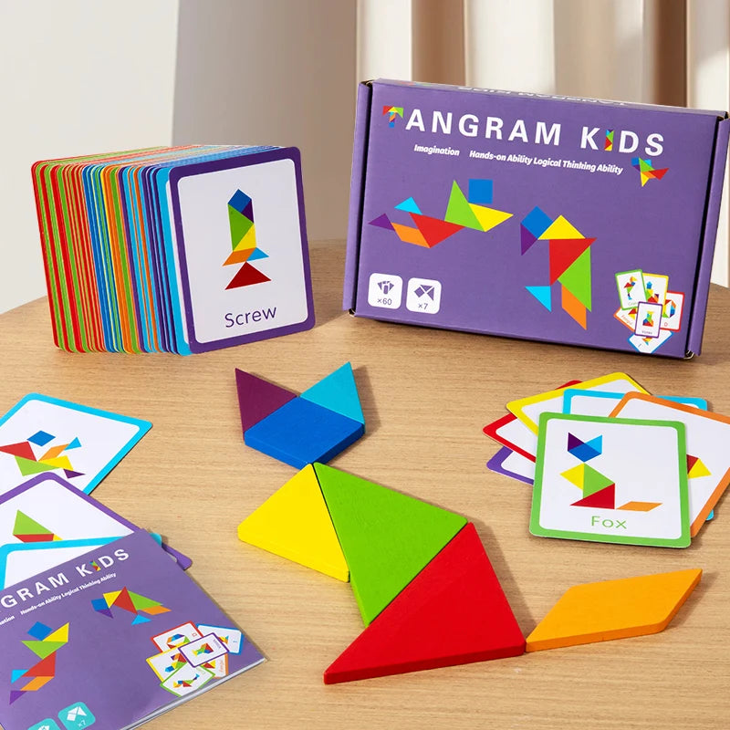 3D Holz-Tangram Jigsaw-Puzzle – Geometrische Formen & Montessori Lernhilfe (ab 3 Jahre)