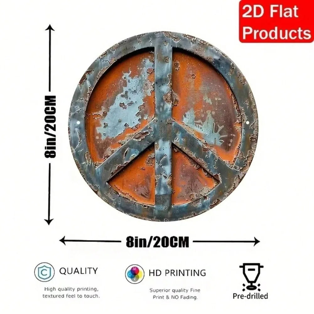 Vintage Metallschild Peace – Retro