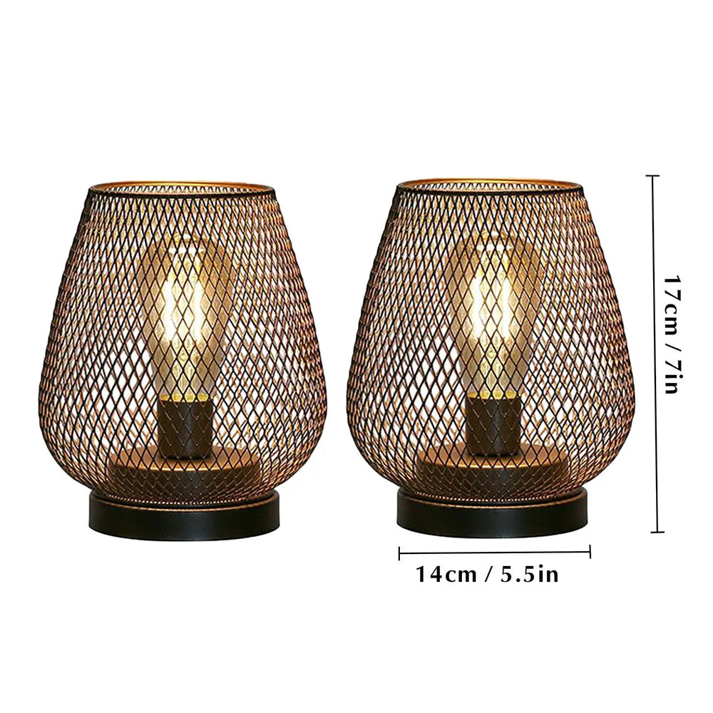 Nordische Metall-Käfig-Laterne mit LED – Kabellose Tischlampe