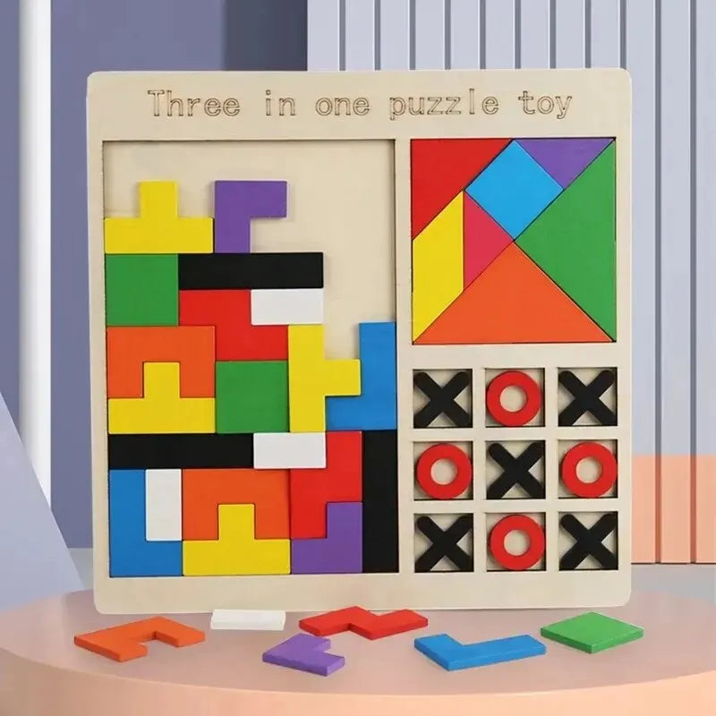 3-in-1 Holzpuzzle – Farbsortierung, Mathe & Jigsaw für Kinder (3–12 Jahre)