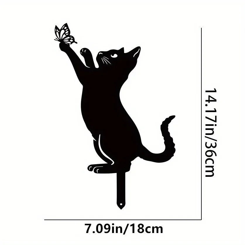 Tiki-inspirierte Katzen-Familie Gartenstecker – Dekorative Katzen-Silhouetten