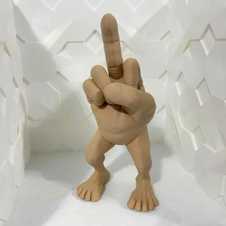 Stinkefinger-Figur mit Beinen