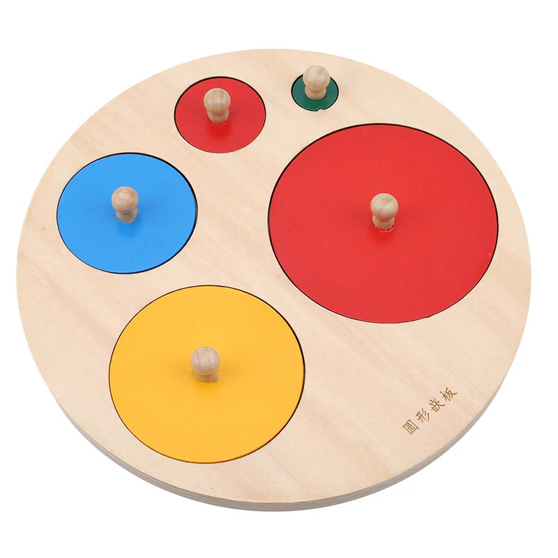 Montessori Holzpuzzle mit geometrischen Formen – Buntes Sortierspiel & Mathe-Lernspielzeug für Kleinkinder ab 3 Jahren