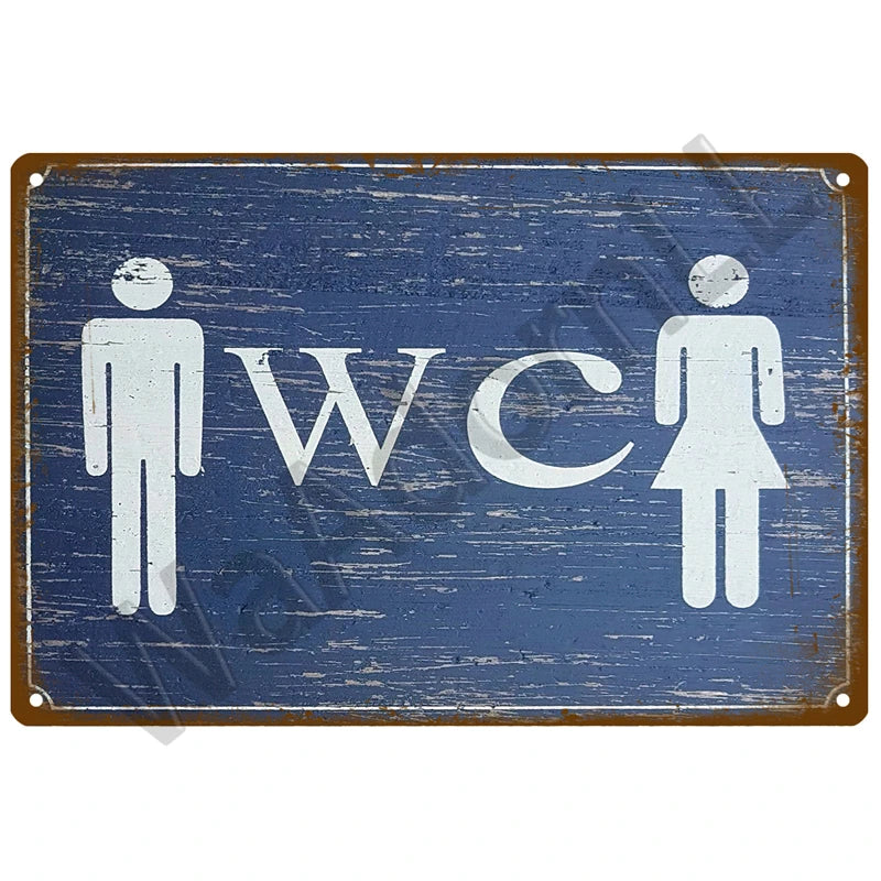 Vintage Metall-Blechschild WC – Witzige Badezimmer-Wanddeko Toilette Retro 20×30 cm