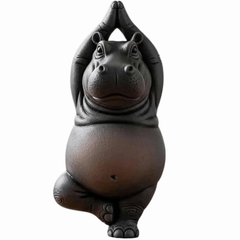 Yoga-Nilpferd Figur – Witzige Mini-Dekofigur aus PLA (ca. 5x3x2 cm)