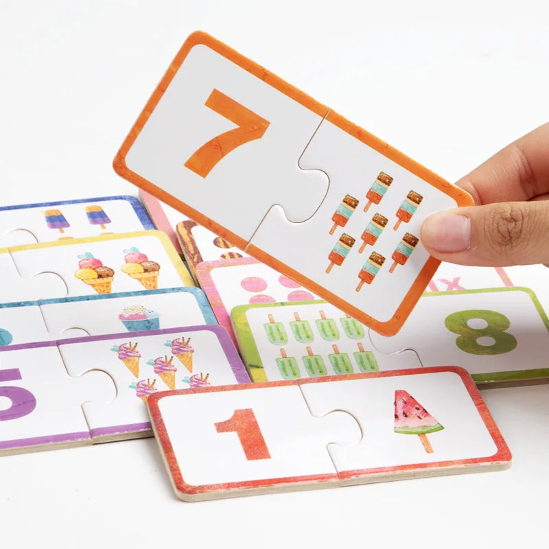 Montessori Holz-Zahlenzuordnungspuzzle – Logikspiel mit Mustern & Zahlen für Kinder ab 3 Jahren