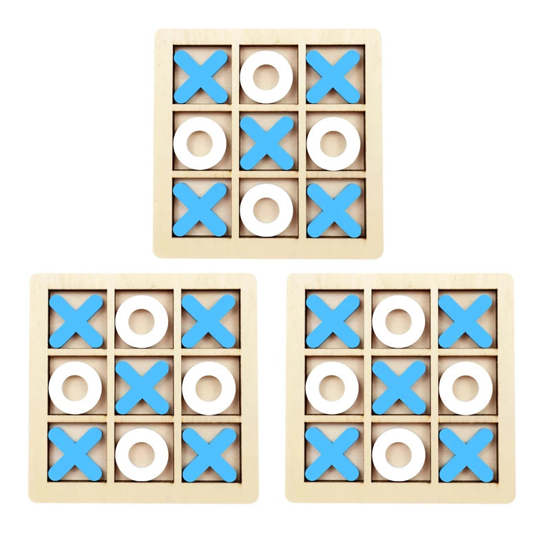 Montessori Holz Mini-Schach & XO-Puzzle – Interaktives Denkspiel & Frühförderungs-Spielzeug für Kinder ab 3 Jahren