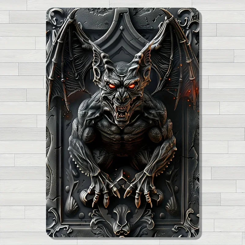 Gargoyle-Krieger Aluminium-Schild – Vintage Wanddeko