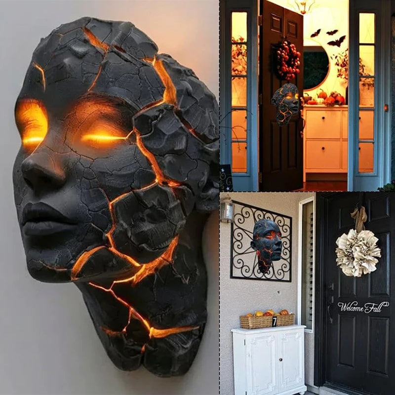 3D Totenkopf-Wandleuchte – Gothic LED Deko aus Resin