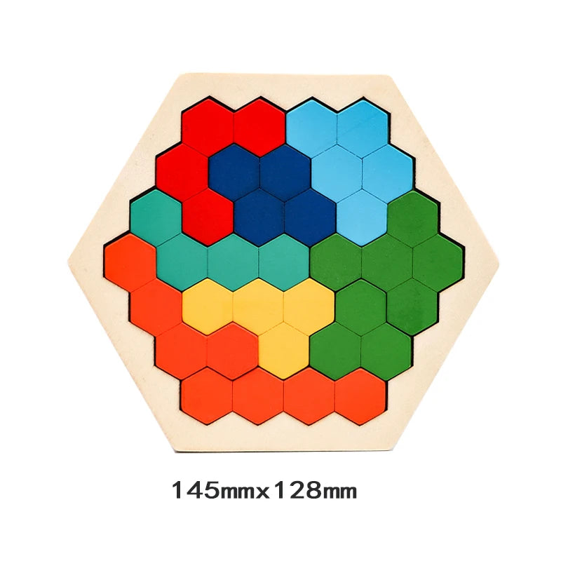 Buntes 3D Holzpuzzle & Tangram – Pädagogisches Lernspielzeug aus Holz für Kinder ab 3 Jahren