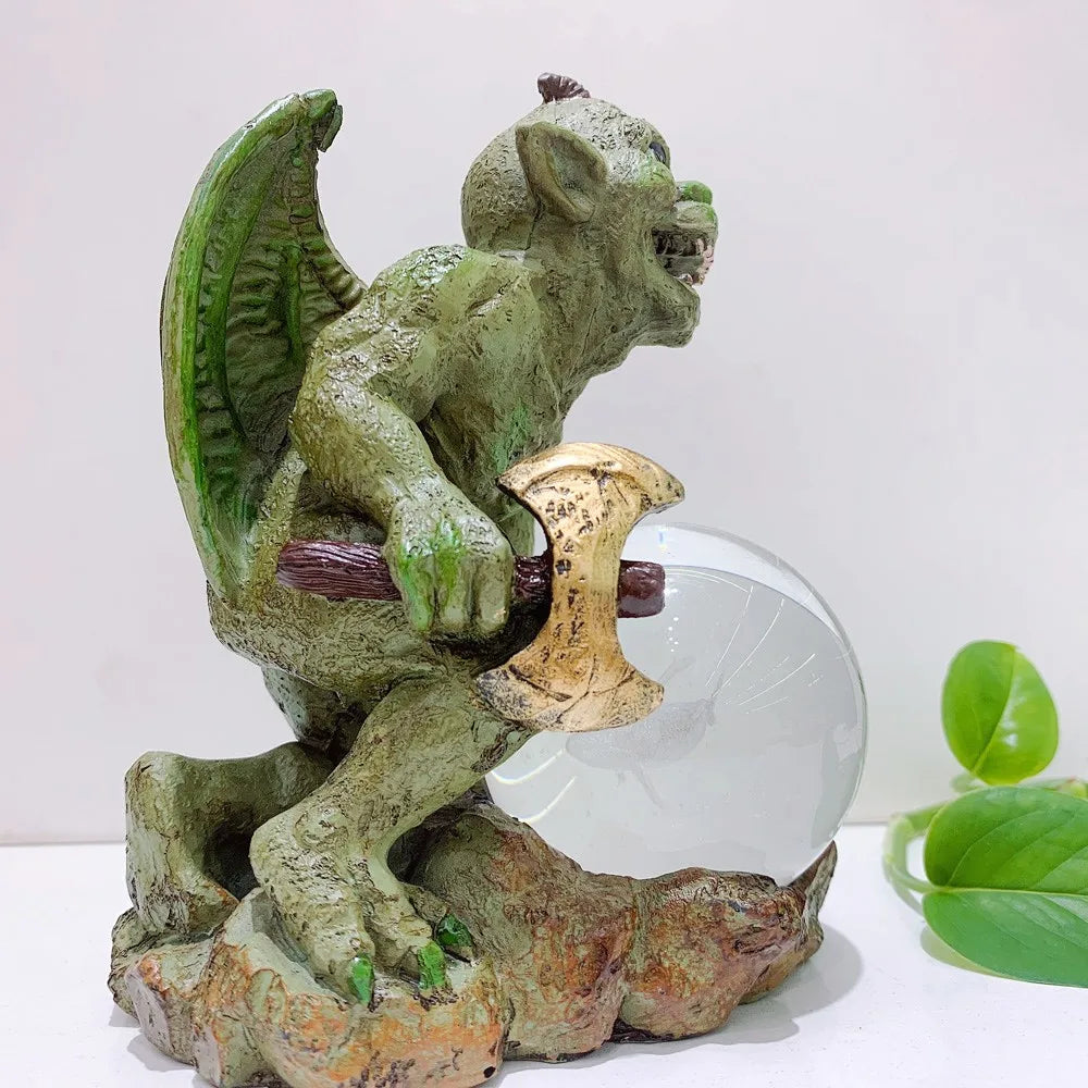 Gargoyle Kugelhalter aus Resin – Kristallkugel-Ständer Monster