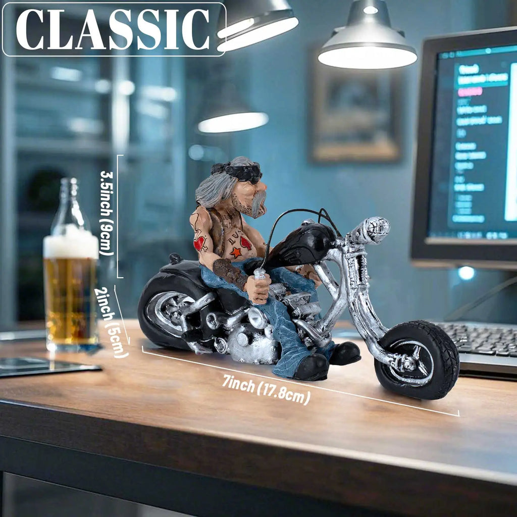 Lustige Biker Harz-Figur Motorradfahrer Retro