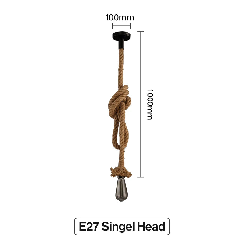 Retro Wandlampe aus Holz & Hanfseil – E27 Edison-Fassung