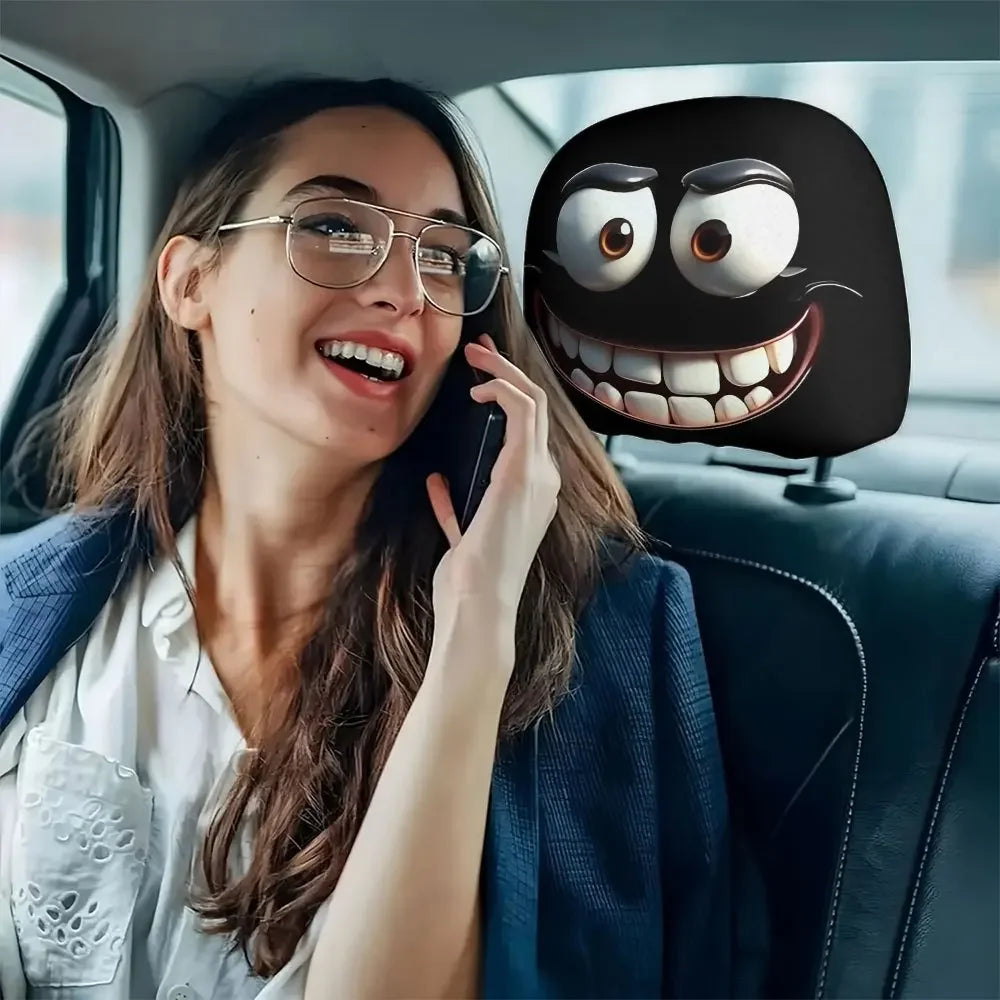 2er-Set Smiley-Kissenbezüge fürs Auto – Kopfstütze