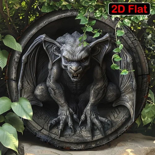 2D Gargoyle Aluminium-Schild – Gotische Metall-Wanddeko