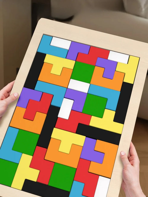 Buntes Holz-Tangram-Puzzle – Klassisches Montessori-Lernspielzeug mit geometrischen Formen für Kinder & Erwachsene