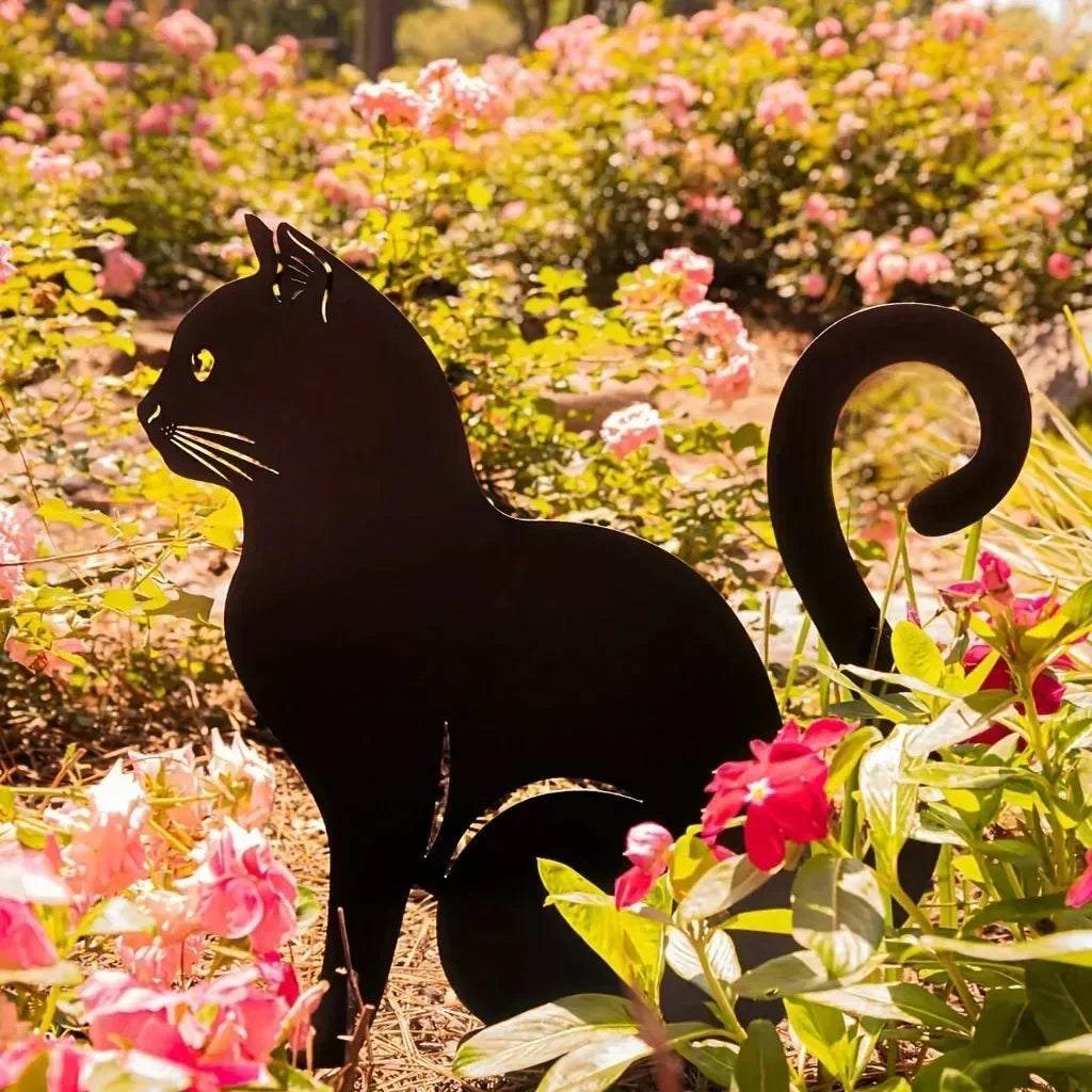 Tiki-inspirierte Katzen-Familie Gartenstecker – Dekorative Katzen-Silhouetten