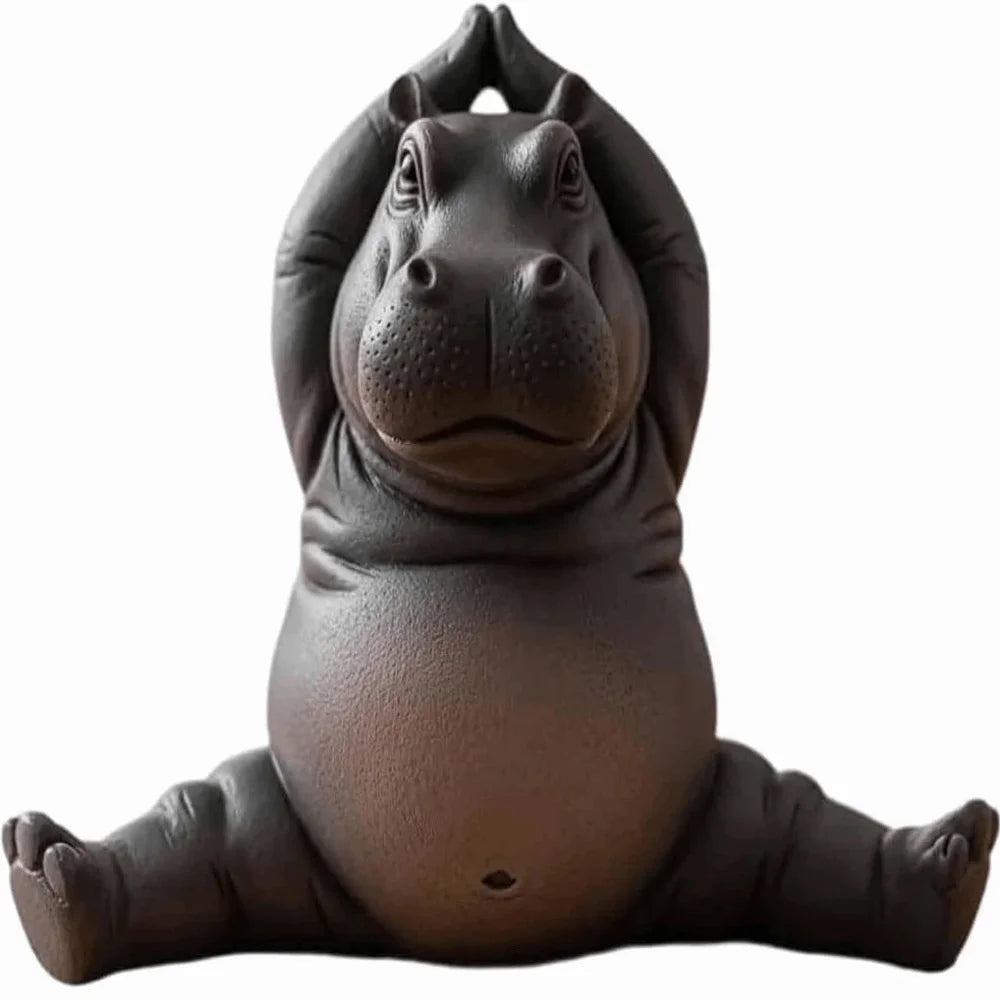 Yoga-Nilpferd Figur – Witzige Mini-Dekofigur aus PLA (ca. 5x3x2 cm)