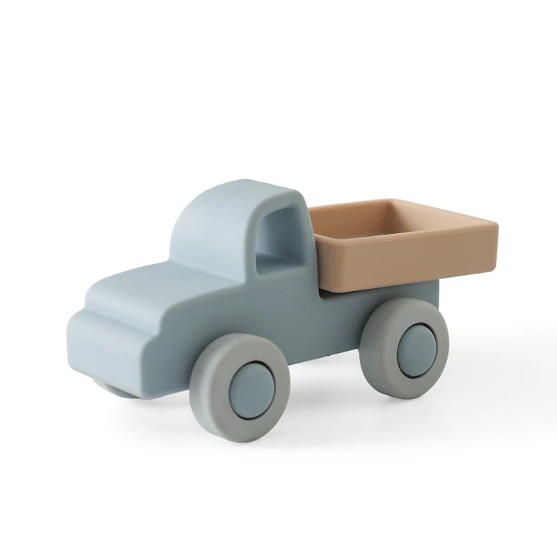 BPA-freies Silikon & Holz-Beißring in Fahrzeugform – Montessori Zahnungs-Spielzeug für Babys & Kleinkinder ab 1 Jahr