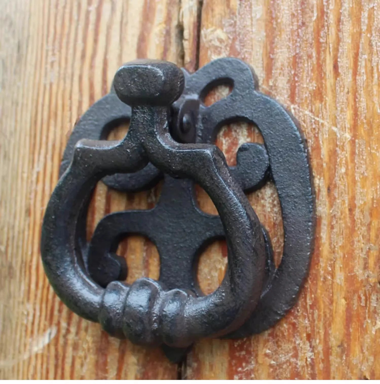Dekorativer Türklopfer aus Gusseisen – Vintage-Stil, Schwarz, 12,5 × 11,5 cm