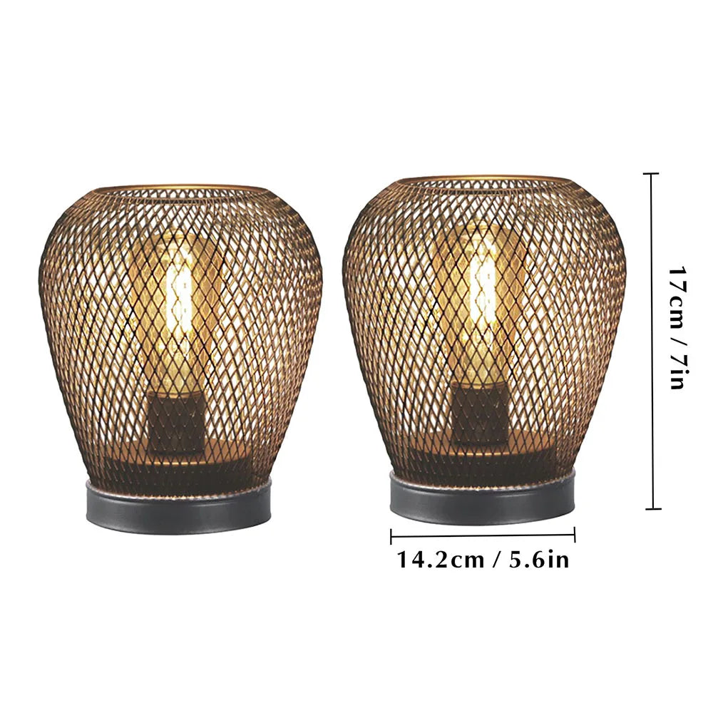 Nordische Metall-Käfig-Laterne mit LED – Kabellose Tischlampe