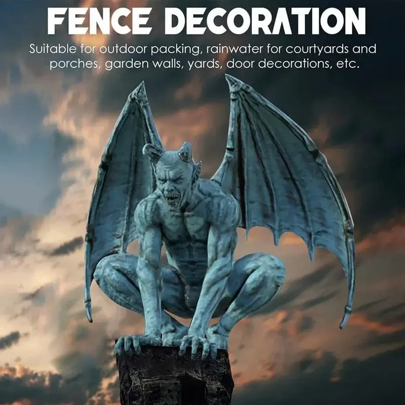 Gargoyle-Statue mit Flügeln – Gotische Gartenskulptur aus Harz
