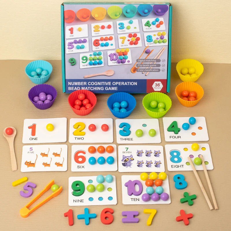 Montessori Farbsortier-Set – Perlen, Schalen & Karten für Kleinkinder (ab 3 Jahre)