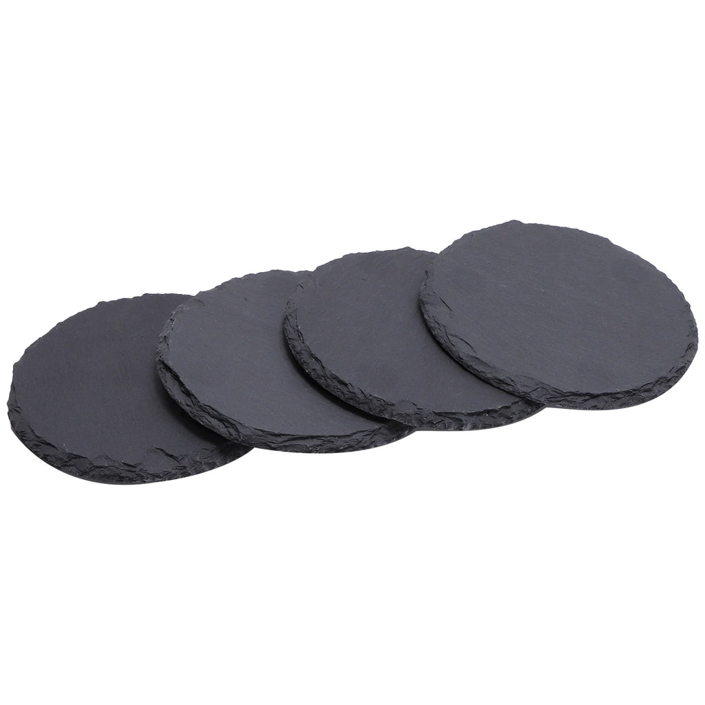 Schiefer-Untersetzer Set – Schwarze Naturstein-Untersetzer