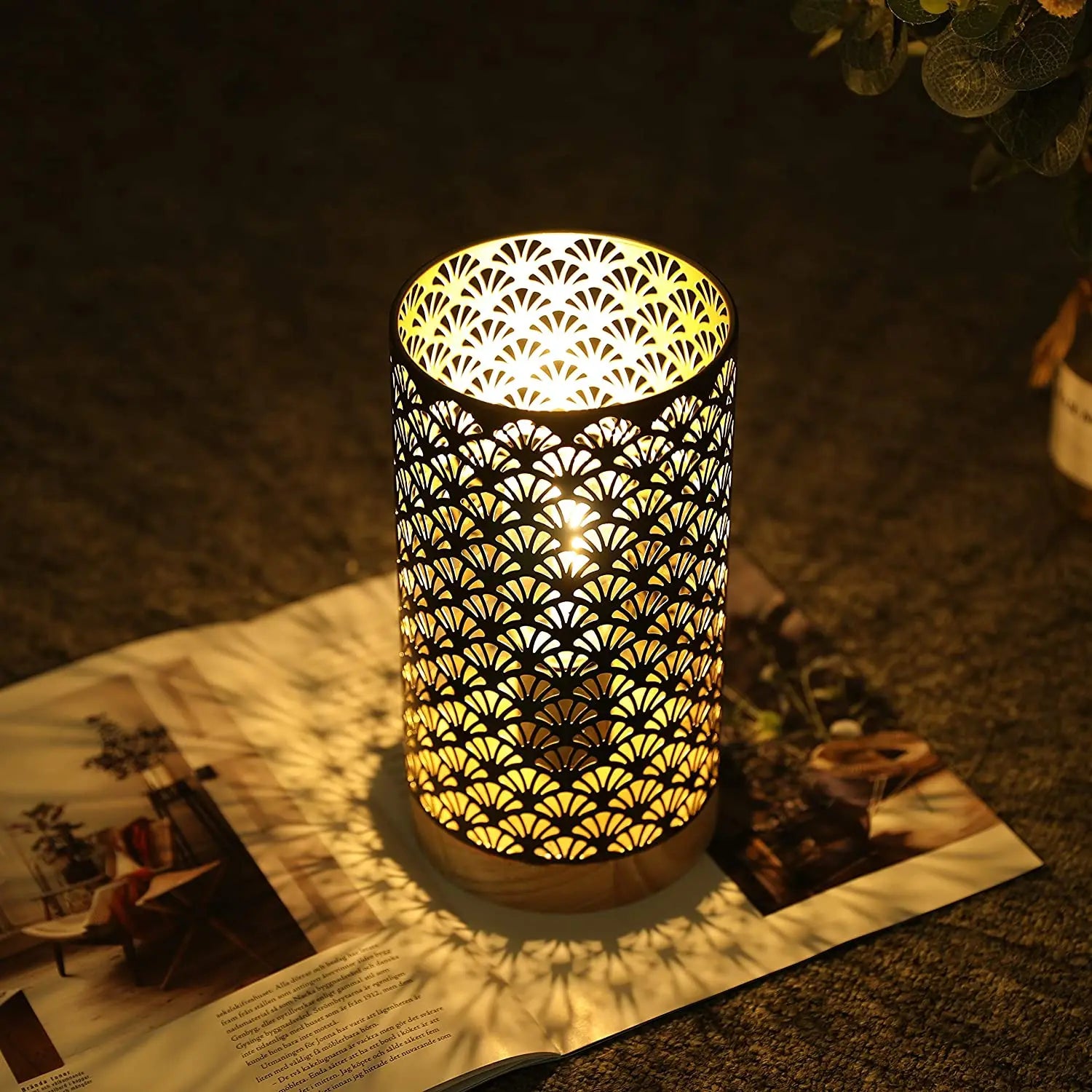 Geometrische Metall-Tischlampe mit Edison-Glühbirne – Kabellose Akku-Lampe
