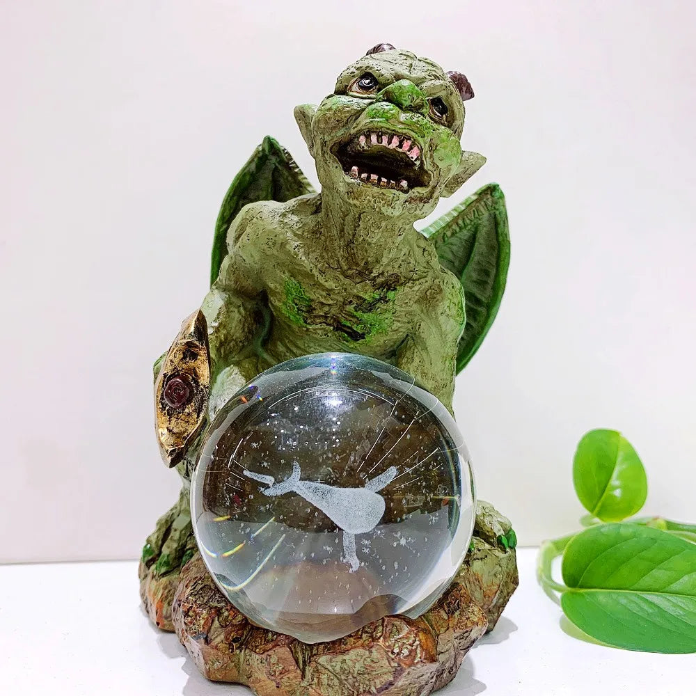 Gargoyle Kugelhalter aus Resin – Kristallkugel-Ständer Monster