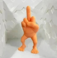 Stinkefinger-Figur mit Beinen