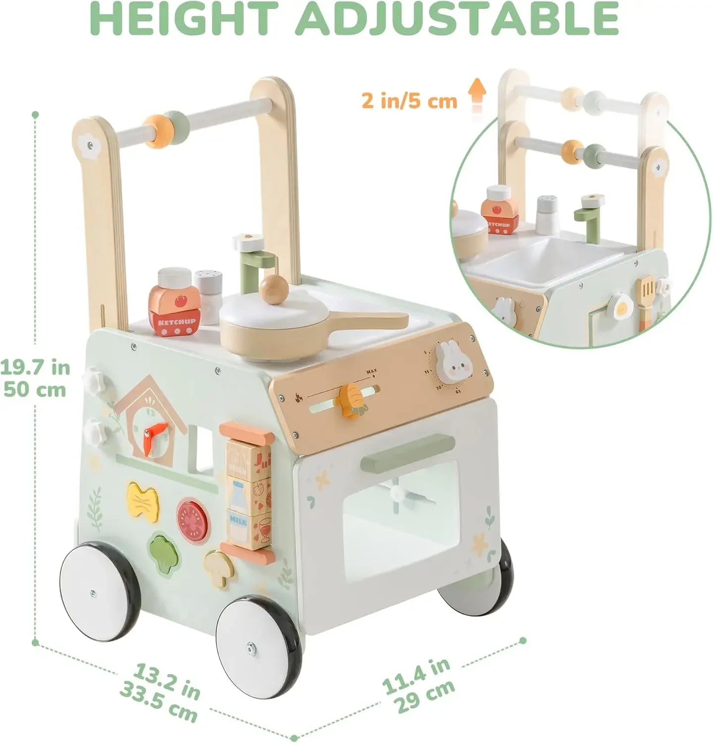 Robud Holz-Lauflernwagen mit verstellbarer Höhe & Geschwindigkeit – Montessori Lauflernhilfe für Babys & Kleinkinder