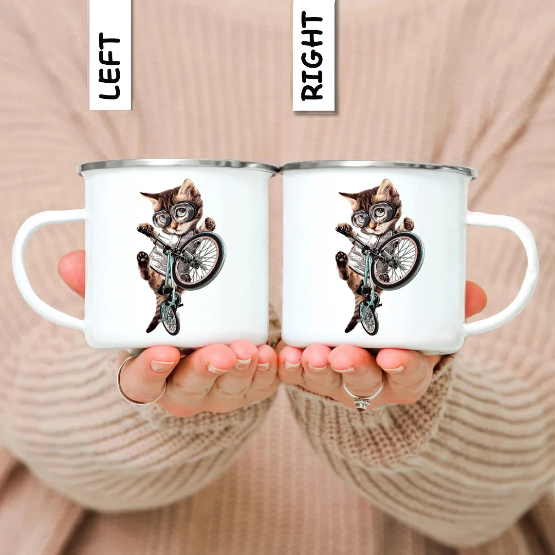 Emaille Camping Tasse mit Tiermotiv – Outdoor-Becher für Kaffee, Tee & Abenteuer