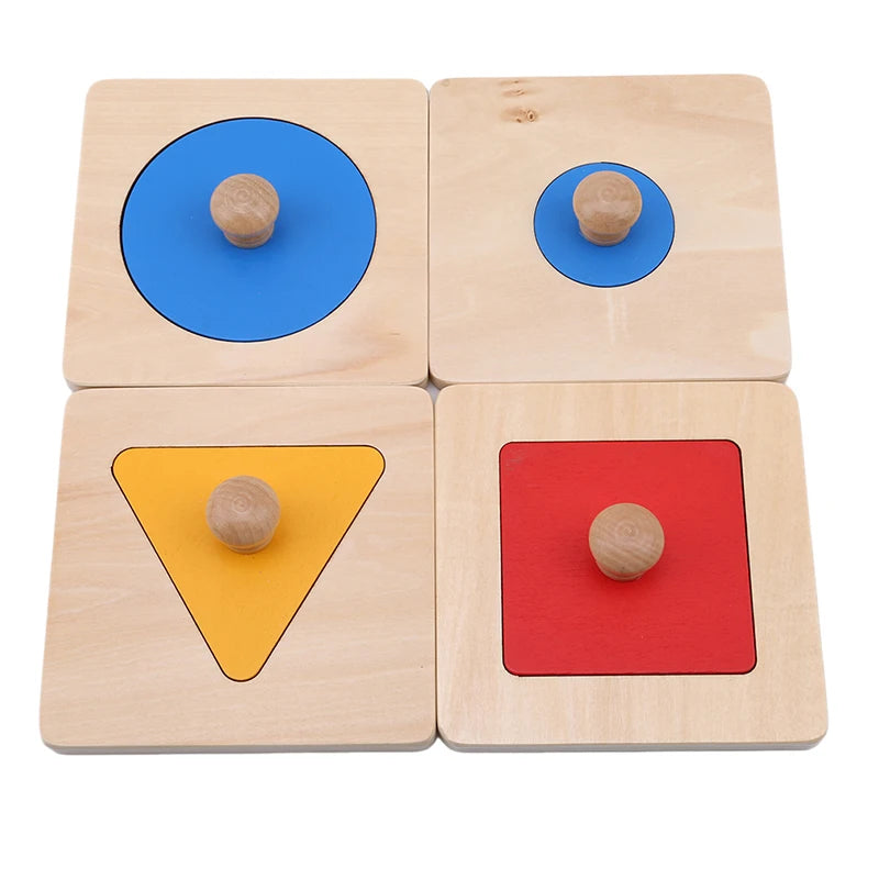 Montessori Holzpuzzle mit geometrischen Formen – Buntes Sortierspiel & Mathe-Lernspielzeug für Kleinkinder ab 3 Jahren