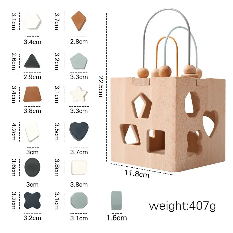 5-in-1 Holz-Aktivitätswürfel Waldthema – Montessori Lernspielzeug (ab 1 Jahr)