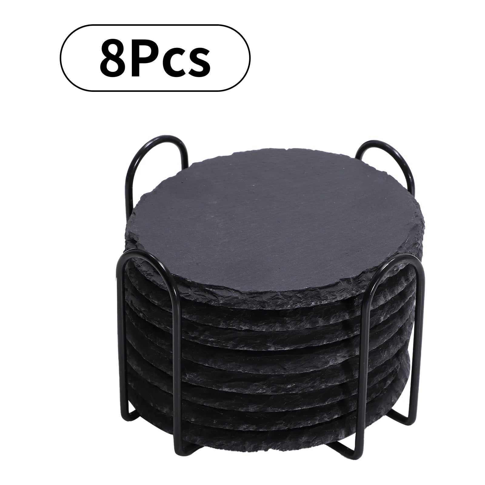 Schiefer-Untersetzer Set – Schwarze Naturstein-Untersetzer