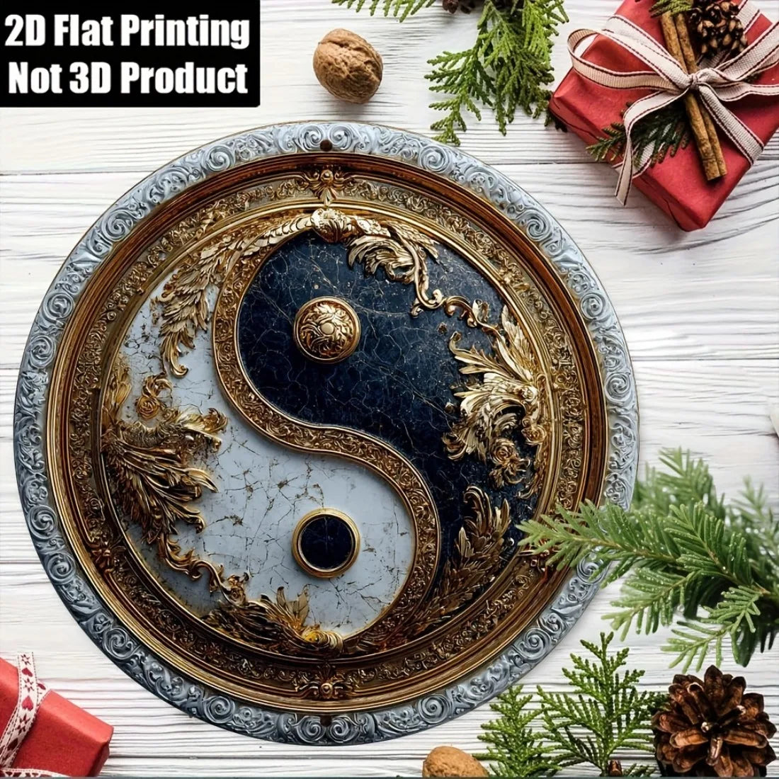 Yin-Yang Metallschild – Rundes Retro-Wandschild für Zuhause, Büro & Garten