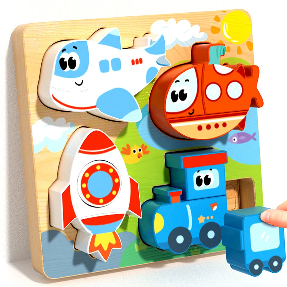 4-in-1 Holzpuzzle Tiere – 3D Lernpuzzle aus Holz für Kinder (3–12 Jahre)