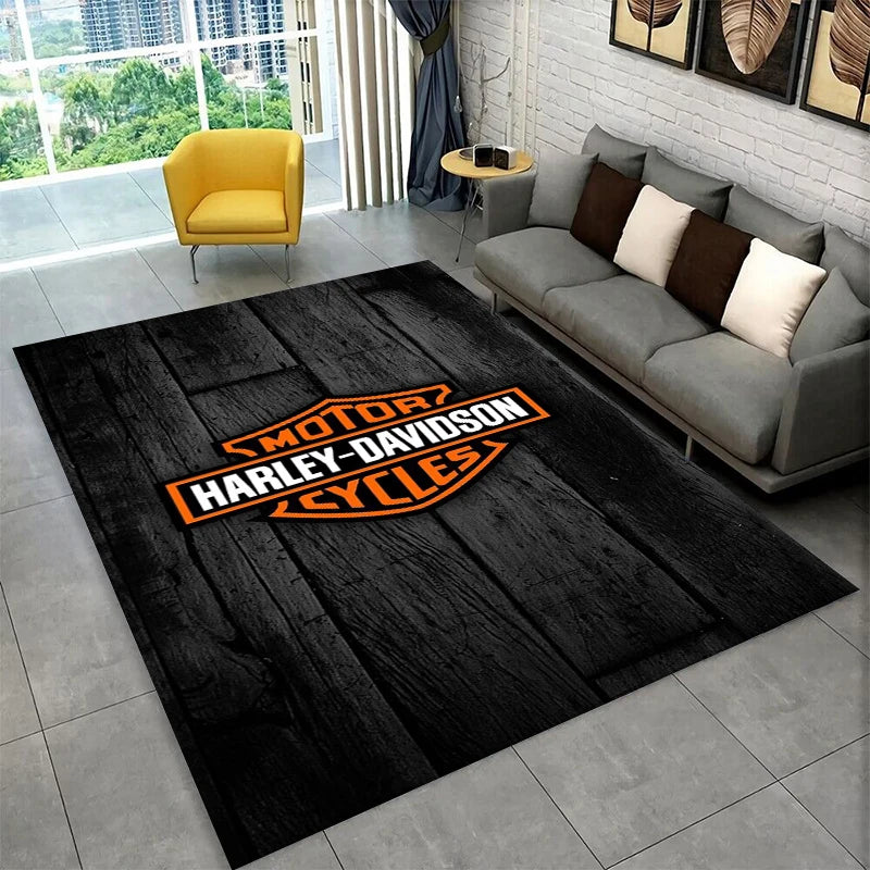 Motorcycle Flannel Rug - Non-Slip Racing Design Carpet