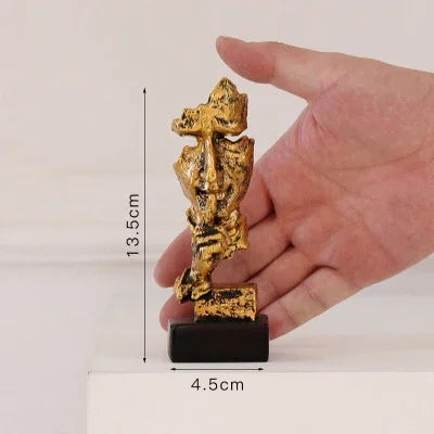 Nordische „Stille ist Gold“ Skulptur – Abstrakte Harz-Figur für modernes Wohnen & Büro