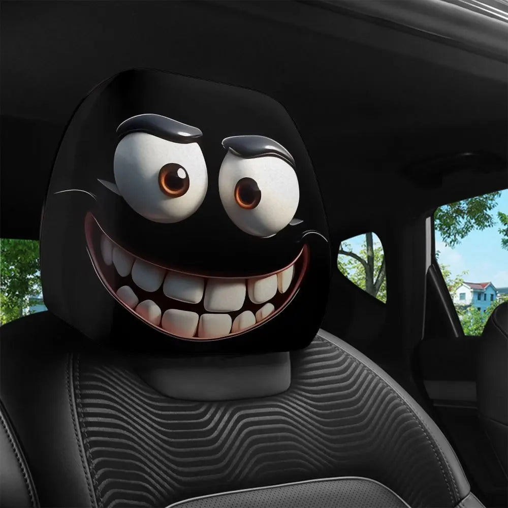 2er-Set Smiley-Kissenbezüge fürs Auto – Kopfstütze