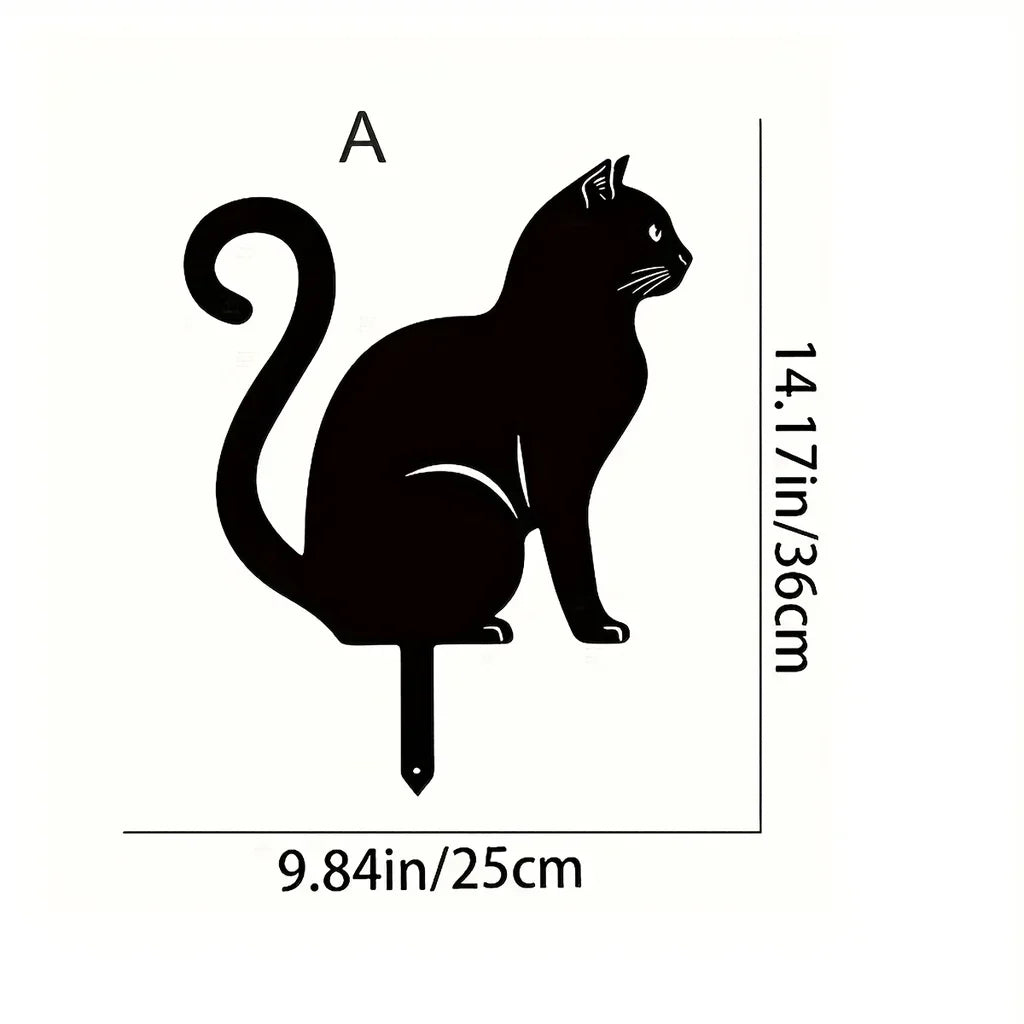 Tiki-inspirierte Katzen-Familie Gartenstecker – Dekorative Katzen-Silhouetten
