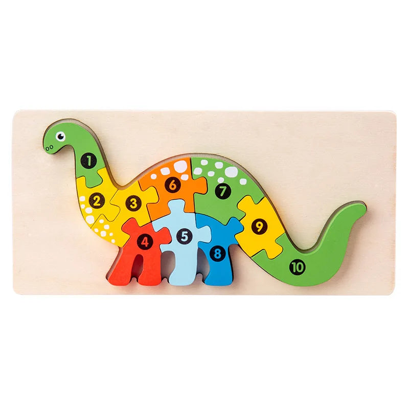 3D Holzpuzzle Dinosaurier & Tiere – Macaron-Stil Lernpuzzle aus Holz (ab 2 Jahre)
