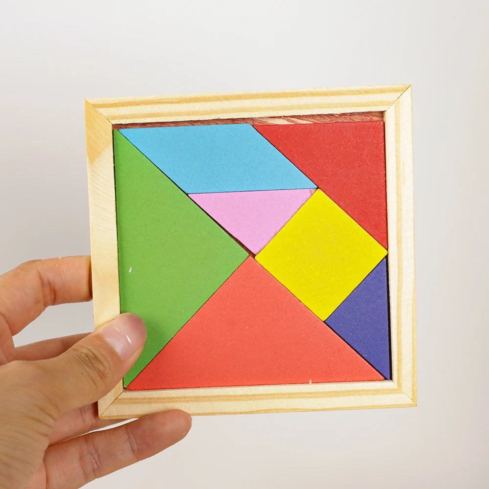 10er-Set Bunte Holz-Tangram-Puzzles – Pädagogisches Lernspielzeug als Mitgebsel für Kindergarten & Kindergeburtstag