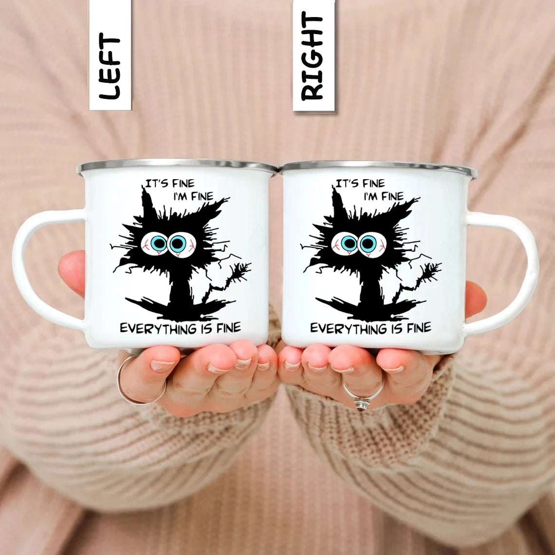 Emaille Camping Tasse mit Tiermotiv – Outdoor-Becher für Kaffee, Tee & Abenteuer