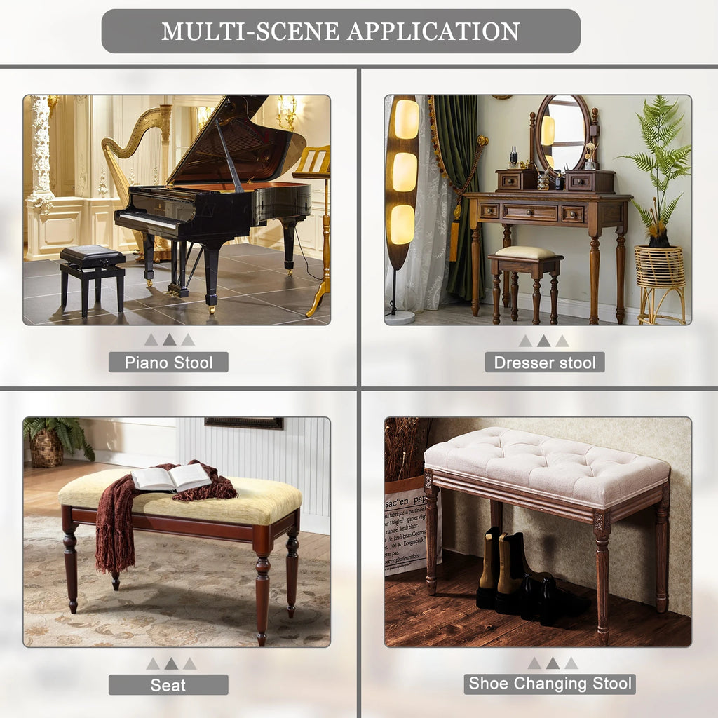 Barock Schminkstuhl Cremeweiß – Gepolsterter Vintage Hocker für Schlafzimmer & Schminktisch