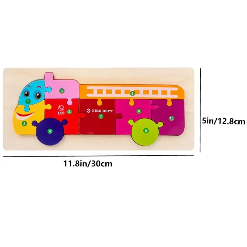 Holzpuzzle für Kinder – Tiere, Dinosaurier, Fahrzeuge & Figuren (12 Motive, ab 1 Jahr)
